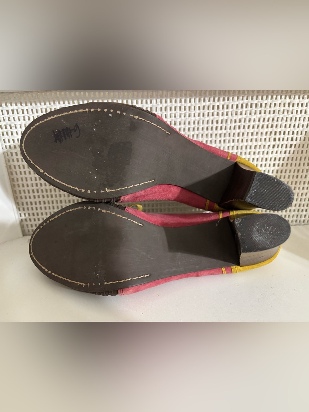 Retro Multicolor Suede 3.5” Block-Heel Pumps by Pilero And The Letterman Press - Picture 7 of 10